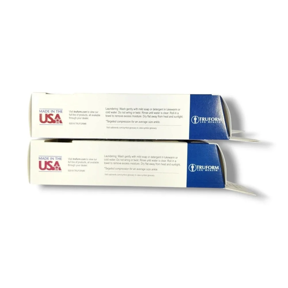 Truform Leg Health Trusoft Diabetic‎ Socks Medium White 1912 8-15mmHg Lot Of 2